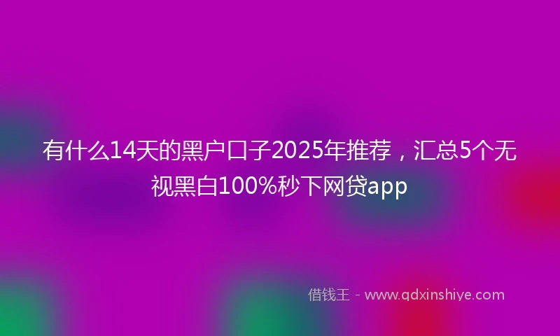 有什么14天的黑户口子2025年推荐，汇总5个无视黑白100%秒下网贷app