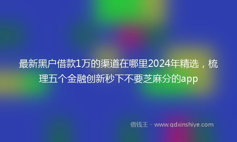最新黑户借款1万的渠道在哪里2024年精选，梳理五个金融创新秒下不要芝麻分的app