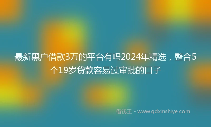 最新黑户借款3万的平台有吗2024年精选，整合5个19岁贷款容易过审批的口子