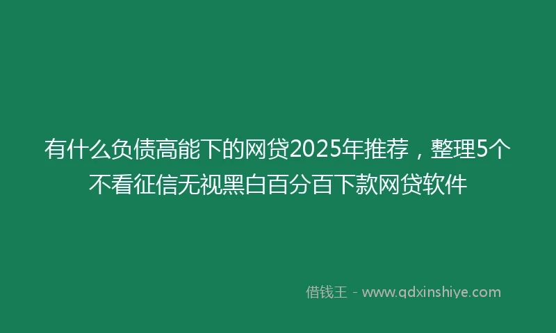 有什么负债高能下的网贷2025年推荐，整理5个不看征信无视黑白百分百下款网贷软件