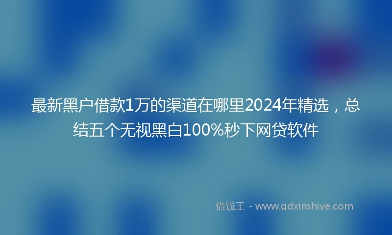 最新黑户借款1万的渠道在哪里2024年精选，总结五个无视黑白100%秒下网贷软件