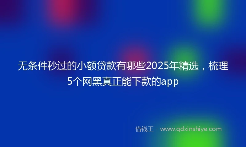 无条件秒过的小额贷款有哪些2025年精选，梳理5个网黑真正能下款的app