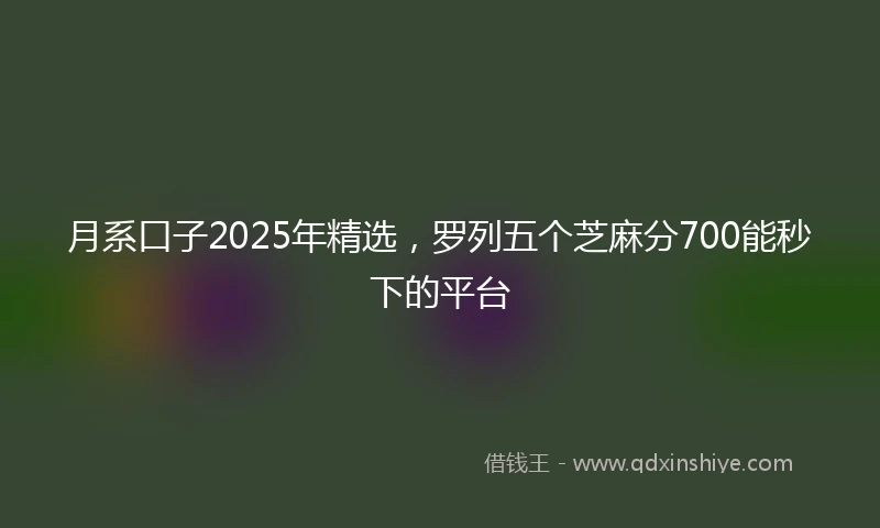 月系口子2025年精选，罗列五个芝麻分700能秒下的平台