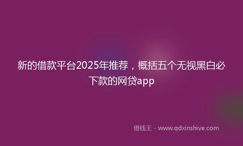 新的借款平台2025年推荐，概括五个无视黑白必下款的网贷app