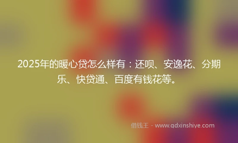 2025年的暖心贷怎么样有：还呗、安逸花、分期乐、快贷通、百度有钱花等。