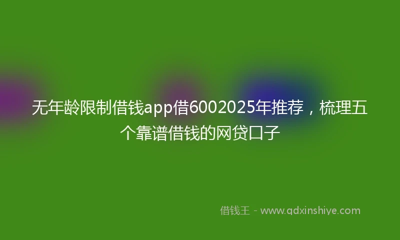 无年龄限制借钱app借6002025年推荐，梳理五个靠谱借钱的网贷口子