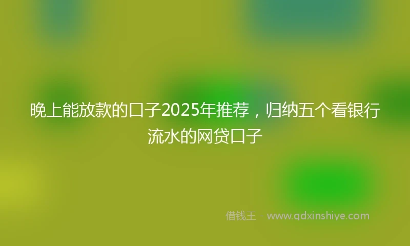晚上能放款的口子2025年推荐，归纳五个看银行流水的网贷口子