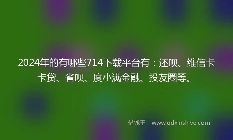 2024年的有哪些714下载平台有：还呗、维信卡卡贷、省呗、度小满金融、投友圈等。