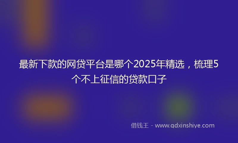 最新下款的网贷平台是哪个2025年精选，梳理5个不上征信的贷款口子