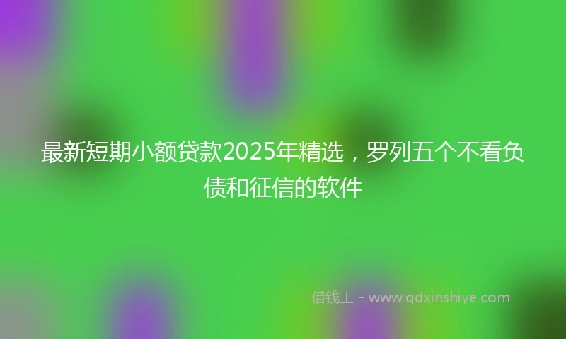 最新短期小额贷款2025年精选，罗列五个不看负债和征信的软件