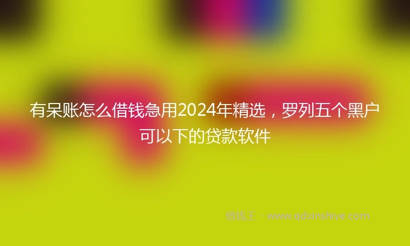 有呆账怎么借钱急用2024年精选，罗列五个黑户可以下的贷款软件