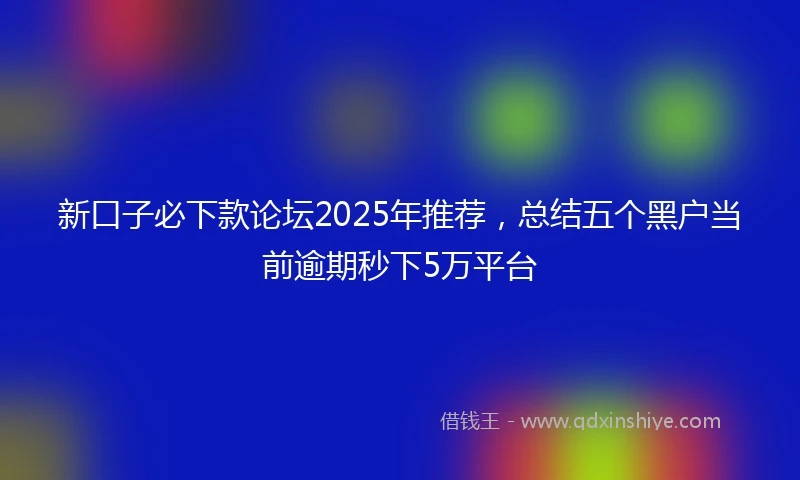 新口子必下款论坛2025年推荐，总结五个黑户当前逾期秒下5万平台