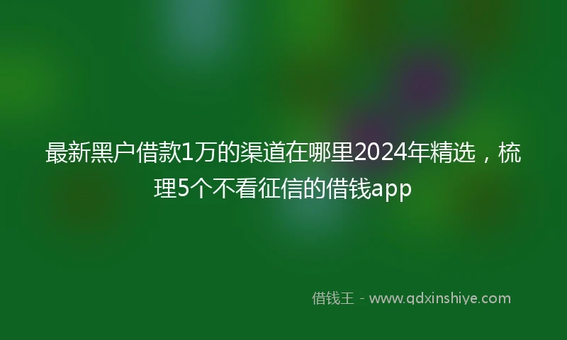 最新黑户借款1万的渠道在哪里2024年精选，梳理5个不看征信的借钱app
