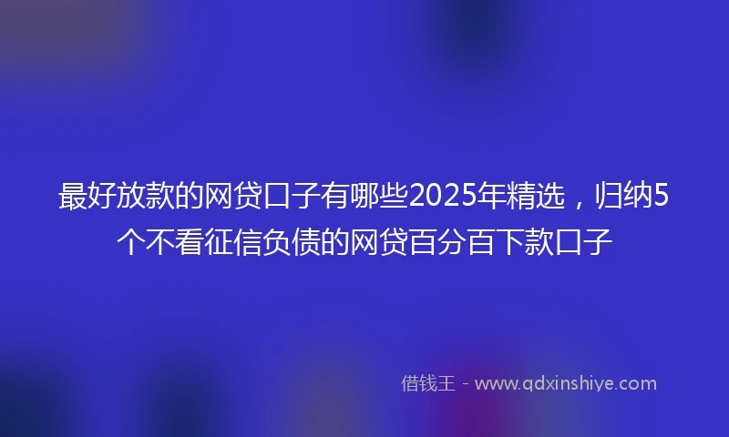 最好放款的网贷口子有哪些2025年精选，归纳5个不看征信负债的网贷百分百下款口子
