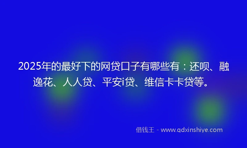 2025年的最好下的网贷口子有哪些有：还呗、融逸花、人人贷、平安i贷、维信卡卡贷等。