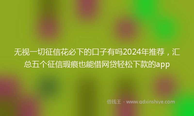 无视一切征信花必下的口子有吗2024年推荐，汇总五个征信瑕疵也能借网贷轻松下款的app
