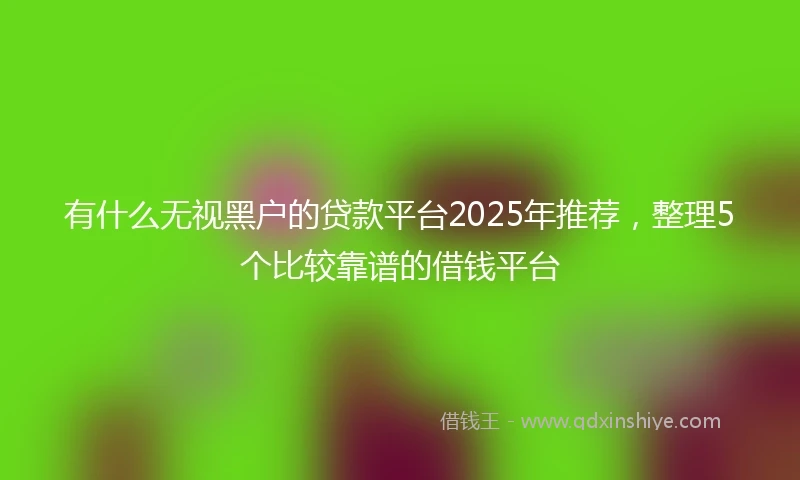 有什么无视黑户的贷款平台2025年推荐，整理5个比较靠谱的借钱平台