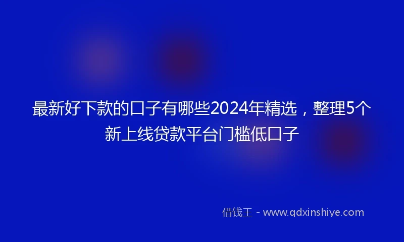 最新好下款的口子有哪些2024年精选，整理5个新上线贷款平台门槛低口子