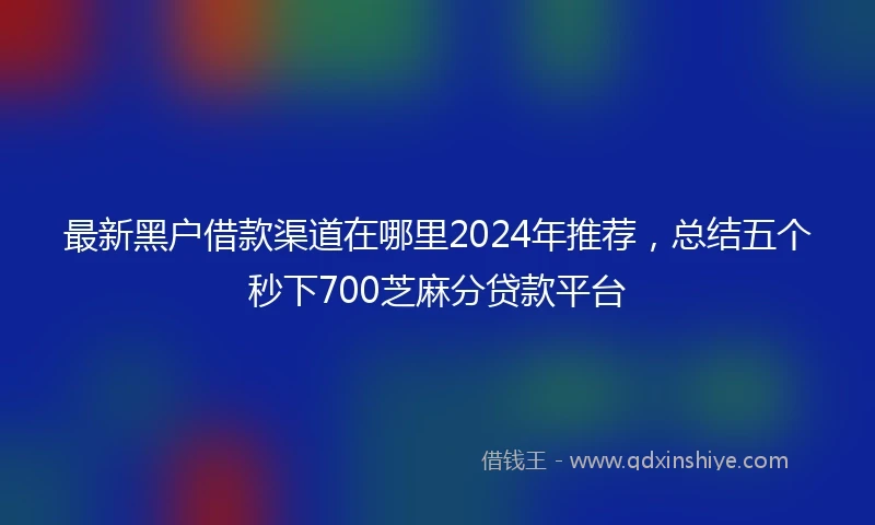最新黑户借款渠道在哪里2024年推荐，总结五个秒下700芝麻分贷款平台