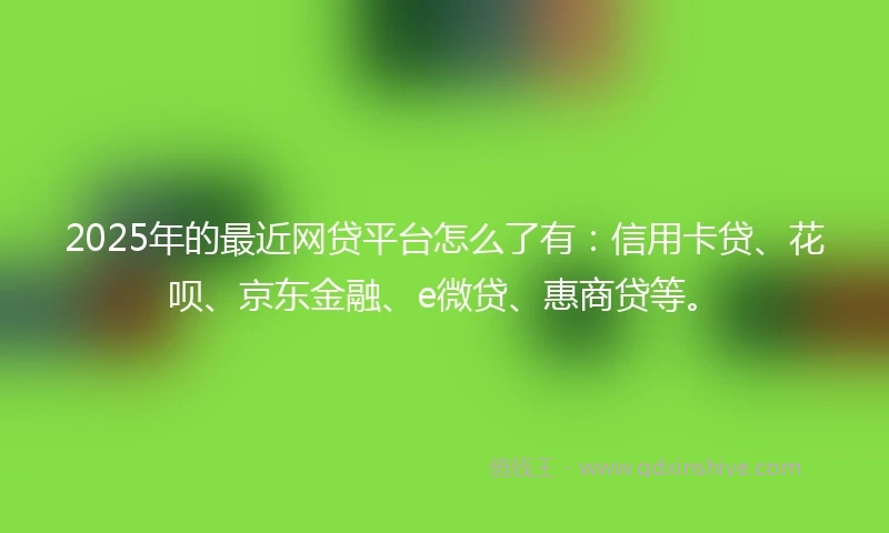 2025年的最近网贷平台怎么了有：信用卡贷、花呗、京东金融、e微贷、惠商贷等。