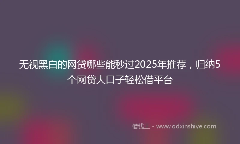 无视黑白的网贷哪些能秒过2025年推荐，归纳5个网贷大口子轻松借平台