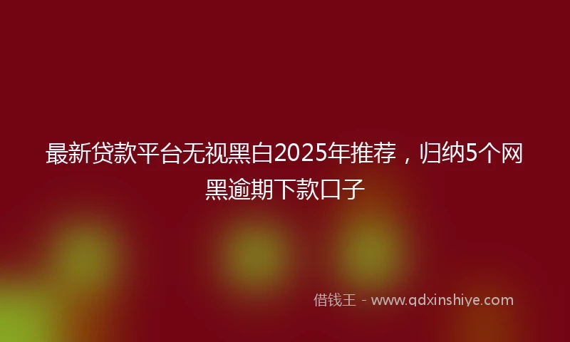 最新贷款平台无视黑白2025年推荐，归纳5个网黑逾期下款口子