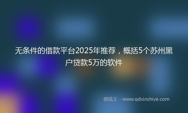无条件的借款平台2025年推荐，概括5个苏州黑户贷款5万的软件