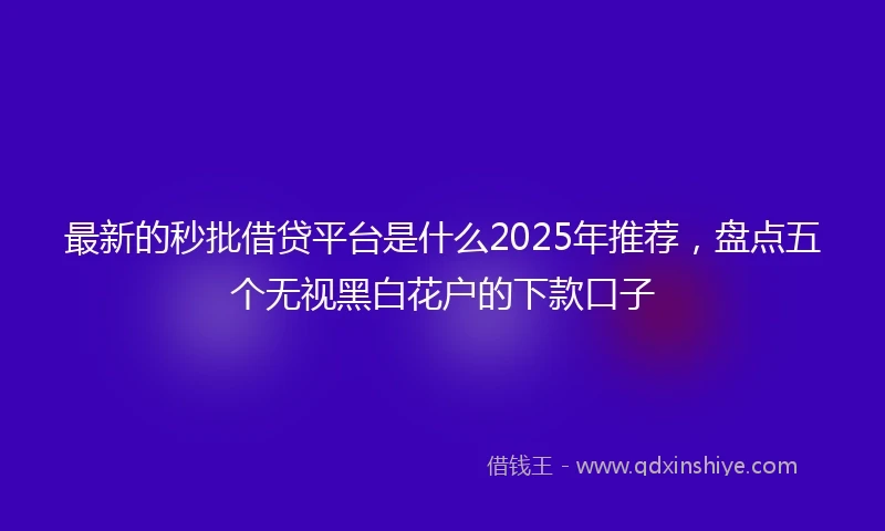 最新的秒批借贷平台是什么2025年推荐，盘点五个无视黑白花户的下款口子