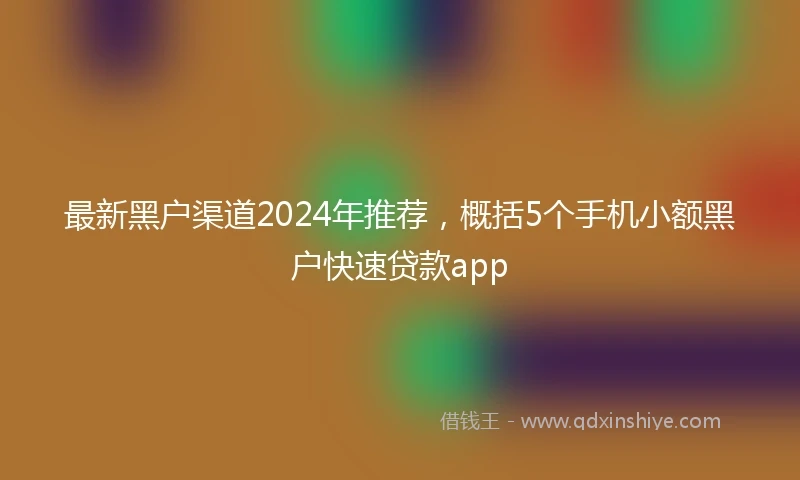 最新黑户渠道2024年推荐，概括5个手机小额黑户快速贷款app