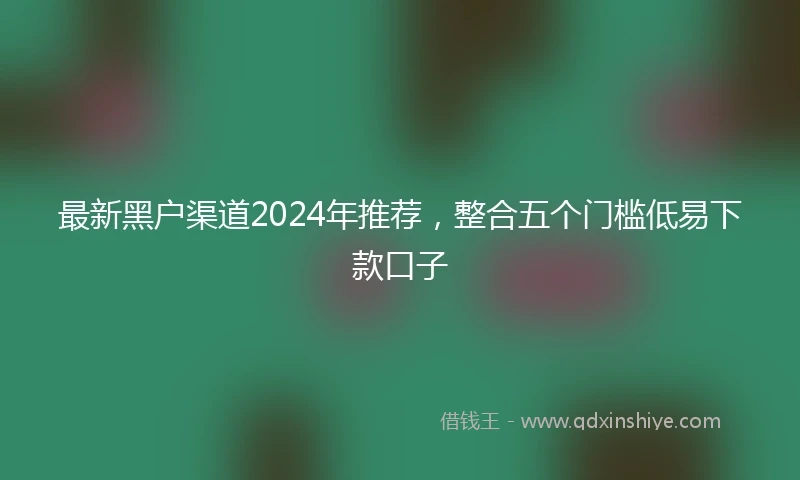 最新黑户渠道2024年推荐，整合五个门槛低易下款口子