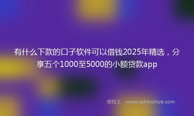 有什么下款的口子软件可以借钱2025年精选,分享五个1000至5000的小额贷款app