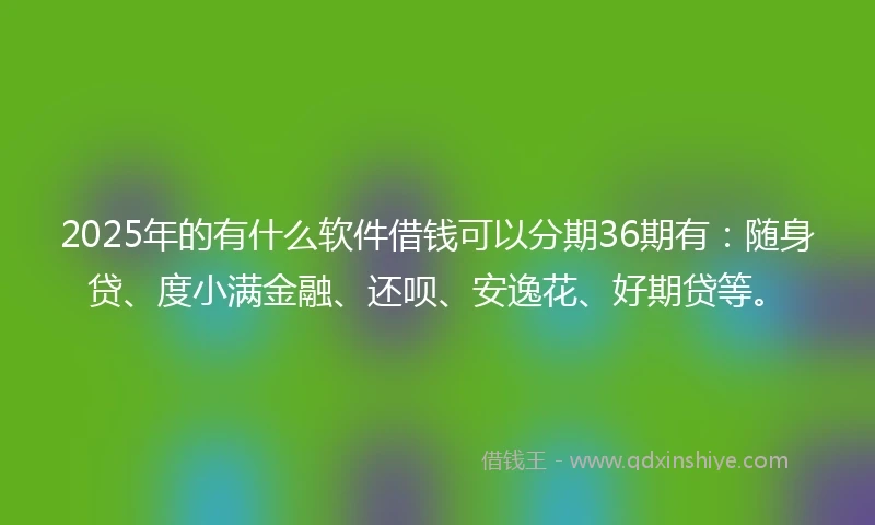 2025年的有什么软件借钱可以分期36期有：随身贷、度小满金融、还呗、安逸花、好期贷等。