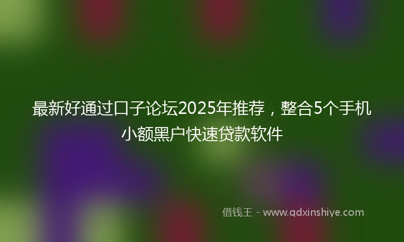 最新好通过口子论坛2025年推荐，整合5个手机小额黑户快速贷款软件