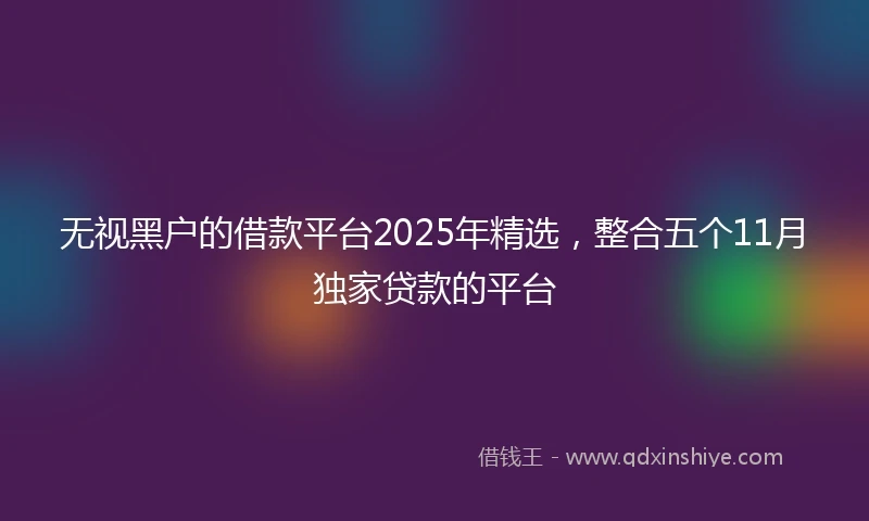 无视黑户的借款平台2025年精选，整合五个11月独家贷款的平台