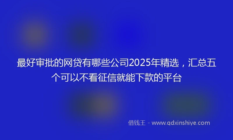 最好审批的网贷有哪些公司2025年精选，汇总五个可以不看征信就能下款的平台