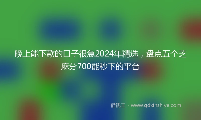 晚上能下款的口子很急2024年精选，盘点五个芝麻分700能秒下的平台