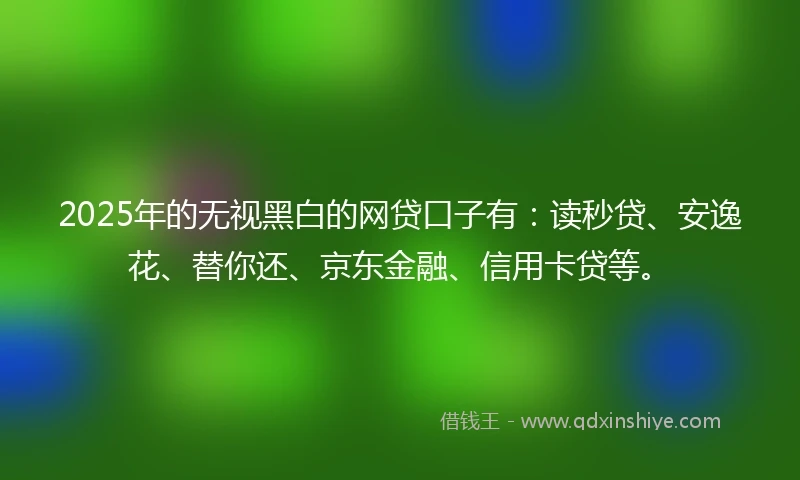 2025年的无视黑白的网贷口子有：读秒贷、安逸花、替你还、京东金融、信用卡贷等。