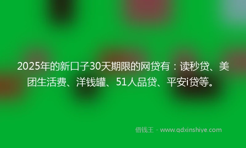 2025年的新口子30天期限的网贷有：读秒贷、美团生活费、洋钱罐、51人品贷、平安i贷等。