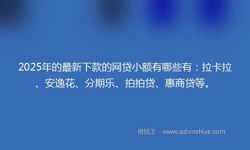 2025年的最新下款的网贷小额有哪些有：拉卡拉、安逸花、分期乐、拍拍贷、惠商贷等。