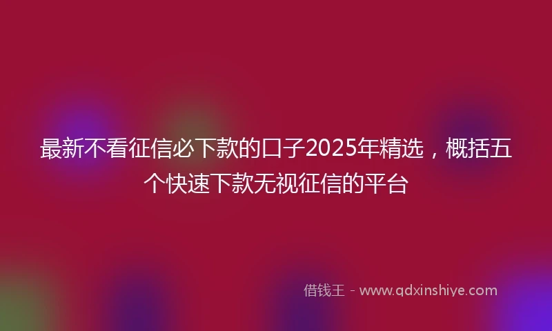 最新不看征信必下款的口子2025年精选，概括五个快速下款无视征信的平台