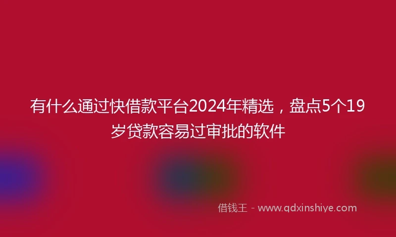 有什么通过快借款平台2024年精选,盘点5个19岁贷款容易过审批的软件