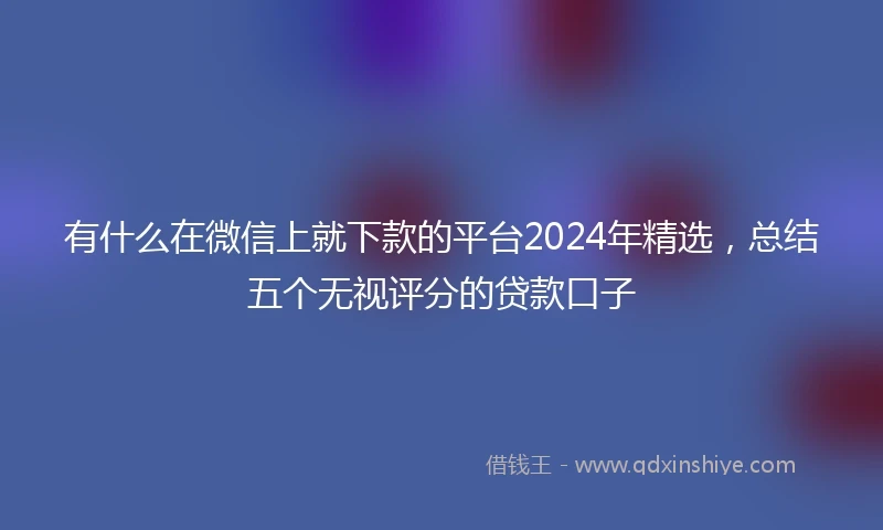 有什么在微信上就下款的平台2024年精选，总结五个无视评分的贷款口子