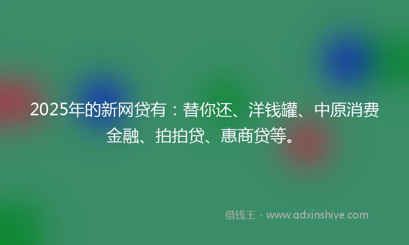 2025年的新网贷有：替你还、洋钱罐、中原消费金融、拍拍贷、惠商贷等。