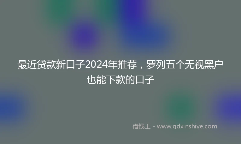 最近贷款新口子2024年推荐，罗列五个无视黑户也能下款的口子