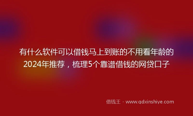 有什么软件可以借钱马上到账的不用看年龄的2024年推荐，梳理5个靠谱借钱的网贷口子