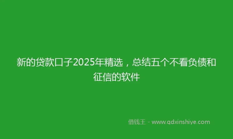 新的贷款口子2025年精选，总结五个不看负债和征信的软件