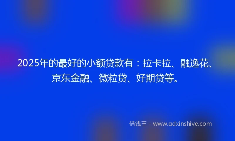 2025年的最好的小额贷款有：拉卡拉、融逸花、京东金融、微粒贷、好期贷等。