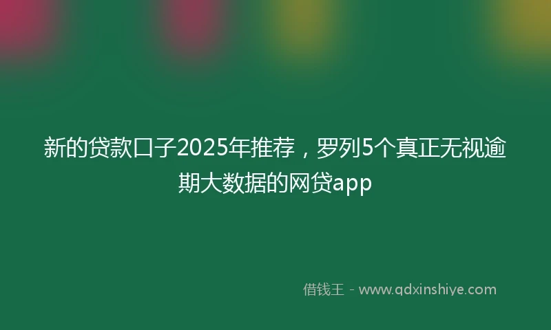 新的贷款口子2025年推荐，罗列5个真正无视逾期大数据的网贷app