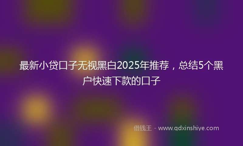 最新小贷口子无视黑白2025年推荐，总结5个黑户快速下款的口子