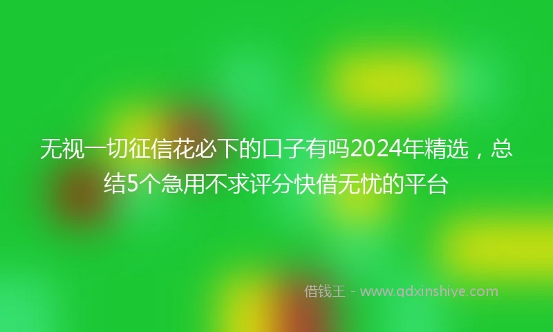 无视一切征信花必下的口子有吗2024年精选，总结5个急用不求评分快借无忧的平台